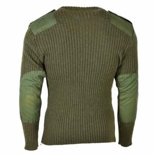 Autentico Maglione Invernale Britannico Verde Oliva in Lana per Uomo, Tinta Unita, Ecologico e Traspirante - Product Image 2