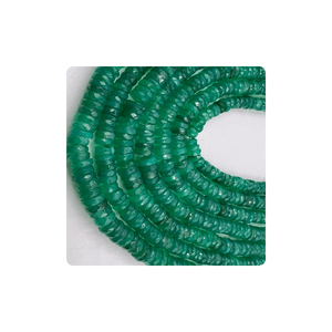 ลูกปัดทรงชั้น Heishi แบบเจียระไนจากโรงงานอินเดียสีเขียวธรรมชาติสีเขียวนิลขนาด7-8มม. 14นิ้วเครื่องประดับสีเขียว - Product Image 5