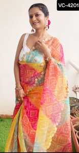 Saree en soie Kanjivaram de style indien et pakistanais pour saree de style indien du sud Saree en soie rouge de style indien et pakistanais - Product Image 6