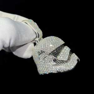 VVS Moissanite Iced Out <b>Face</b> <b>Mask</b> Pendant 925 Silver Rhodium Plated Hip Hop Custom Parties Gift Fine Jewelry Pendants Charms - Product Image 5