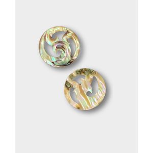Composants et accessoires de bijouterie en nacre filigranée ronde - Product Image 1