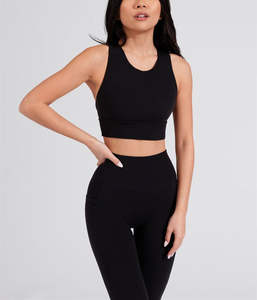 Soutien-gorge de sport de course en plein air sans couture à soutien élevé pour les filles Sexy Backless Crop Removable Pad Hollow Deep U Neck Cross Plus Size - Product Image 2