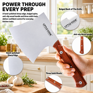 Hacha de Cocina Profesional de Acero Inoxidable 40Cr13MoV, Hacha de Carnicero de Alta Resistencia, Cuchillo para Cortar Carne y Huesos, Mango de Madera de Palisandro - Product Image 5