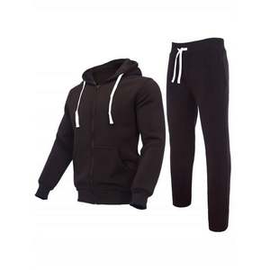 Survêtement de fitness athlétique personnalisé pour hommes, ensemble de pantalons élégants à capuche zippée, confortable, coupe décontractée, épaules tombantes, motif imprimé solide - Product Image 3