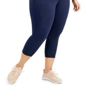 Leggings Crop da Donna ID Ideology Blu a Vita Alta Taglia 1X-XXL Traspiranti in Spandex/Nylon con Logo Personalizzato per Allenamento Attivo - Product Image 3