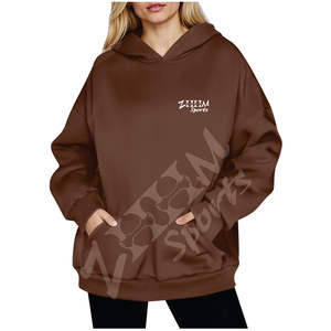 Sudadera con capucha ecológica de gran tamaño de punto polar informal de moda para mujer Otoño Invierno jersey de manga larga Top diseño forrado impreso - Product Image 1