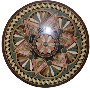 Table basse en marbre pour meubles de maison avec incrustation de pierre semi-précieuse Base en marbre Marqueterie artisanale Art - Product Image 2