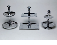 Support à gâteau de qualité supérieure DCP DC-MC534 à 3 niveaux en métal argenté poli de qualité alimentaire, design moderne, grand modèle, avec logo personnalisé OEM/ODM