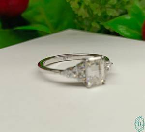 1CT มรกตตัด Mossinate กลุ่มแหวนหมั้น,14พันทองแหวนครบรอบแต่งงาน - Product Image 3