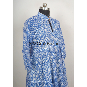 Maxi abito indiano in cotone da donna a mano con stampa floreale asimmetrica Y2K da sera estivo Casual da sera per feste <span class=keywords><strong>taglie</strong></span> <span class=keywords><strong>forti</strong></span> - Product Image 4