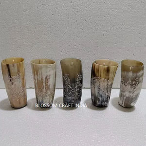 New Collection Floral Engraved Agate Buffalo Cow <b>Horn</b> Cup Polished Nautical <b>Viking</b> <b>Horns</b> Animal Glass Carvings Floral Blossom - Product Image 6