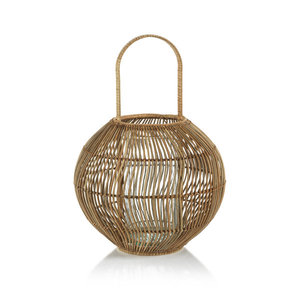Rustic Rattan Wicker <b>Candle</b> <b>Lantern</b> Decorative Outdoor Tabletop Light for Garden and Patio - Product Image 1