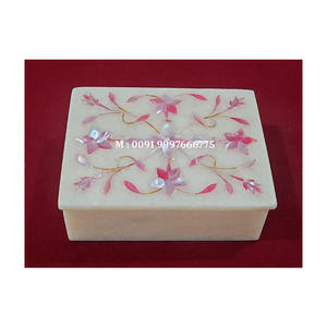 Best quality Natural White Marble Pink Mother Of Pearl Inlay Jewellery <b>Box</b> Rectangle Shape finishing Polished Used Watch Packing - Product Image 1
