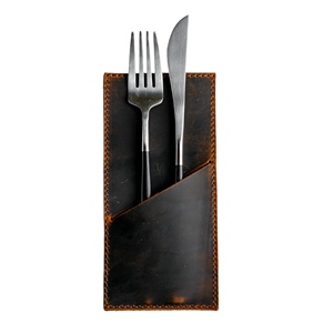 Porte-couverts en cuir de luxe écologique fait à la main de qualité supérieure pour organisateur de salle à manger de restaurant LRCH-0087 de rangement élégant - Product Image 4