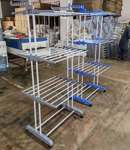 Tendedero de ropa de acero inoxidable de alta resistencia de 3 niveles, secador de ropa plegable para interiores y exteriores, soporte con ruedas - Product Image 3