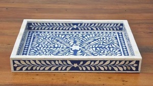 Plateau durable fait à la main en incrustation d'os rectangulaire avec options personnalisables pour la décoration de table servant des boissons et des collations de la meilleure qualité - Product Image 4