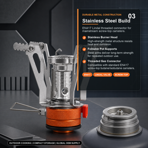 Réchaud à butane mini tout-en-un avec allumage électronique pour la cuisine en plein air, le <span class=keywords><strong>camping</strong></span> et les voyages - Plaque de cuisson portable - Product Image 3