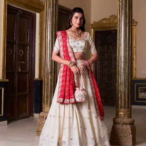 Nouvelle belle soie Vichitra Lehenga avec paillettes exquises et broderie de fil mariage lehenga - Product Image 1