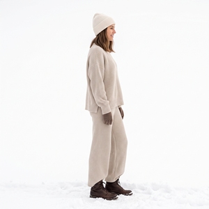 Ensemble coordonné pull col roulé en mohair torsadé et pantalon long pour femme, option logo personnalisé, faible MOQ, marque privée - Product Image 2