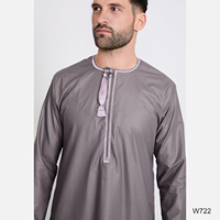 Thobe Omanais Premium pour Hommes, Modeste, Traditionnel, Brodé, Décontracté, Respirant, Léger, Longueur Cheville, Style Saoudien Arabe