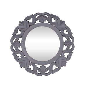 Miroir mural rond sculpté à la main pour décoration de salon Miroir mural en bois au design floral en bois naturel Prix de gros - Product Image 4