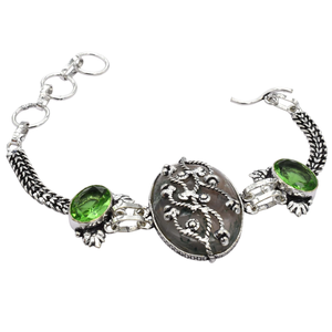 Moda mujer cristal Natural Aqua Seraphinite peridoto piedra preciosa pulsera brazaletes gruesos en cobre latón joyería surtido - Product Image 3