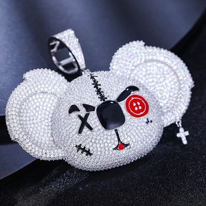 Joli pendentif Hip Hop Animal de dessin animé Koala en argent sterling 925 avec diamants Moissanite pour unisexe - Product Image 2