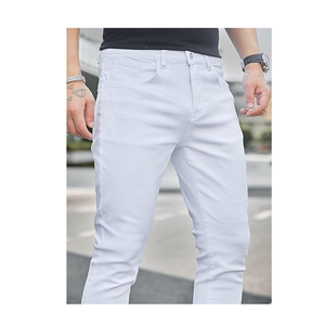 Pantalones vaqueros personalizados de alta calidad para hombre, pantalones vaqueros ajustados a la piel de Color blanco, pantalones vaqueros de forma estrecha para hombre - Product Image 3