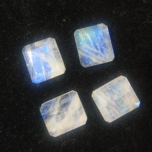 เรนโบว์มูนสโตน16X14มม. สี่เหลี่ยมผืนผ้าโรสคัทหลังแบน,พลอยมูนสโตนสีรุ้งรูปแปดเหลี่ยมโรสคัทแค็บ - Product Image 3