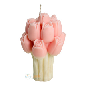 Ramo de tulipanes hecho a mano, vela de aromaterapia, novedosa decoración del hogar para festivales, graduación, Diwali, Ramadán, cumpleaños, bares, uso votivo - Product Image 1