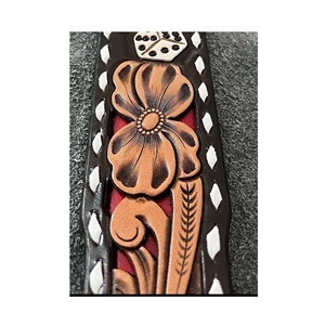 Vente chaude unisexe Floral usiné ceintures en cuir dés plume conception perlé cheval personnalisé boucles fantaisie meilleurs fabricants - Product Image 3