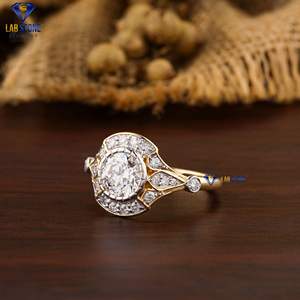 1.595 TDW แหวนเพชรกลม EF-VS สีเหลืองทองแหวนอ่อนโยนประกายเพชรโดย labstone - Product Image 2