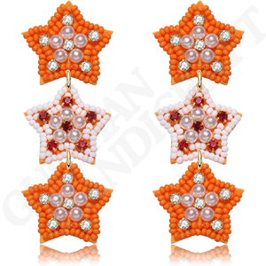 Joyería temática náutica hecha a mano de alta calidad, pendientes bordados de forma única multicolor, costura de bordado múltiple - Product Image 5