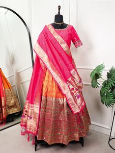 Latest Designer Jacquard Silk Zari Weaving Work Lehenga Choli High Quality Cotton Silk for Adults for Wedding Party by Fab Zone - Product Image 5