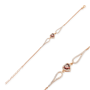 Joyería de Plata de Ley 925 Hecha a Mano en Turquía con Diseño de Corazón, Granate y Circonita Transparente - Product Image 3