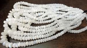 ลูกปัดพลอยมูนสโตนสีรุ้งธรรมชาติสีขาวขนาด6-12มม. เครื่องประดับคริสตัลสีฟ้าเรียบเส้นยาว8นิ้ว - Product Image 4