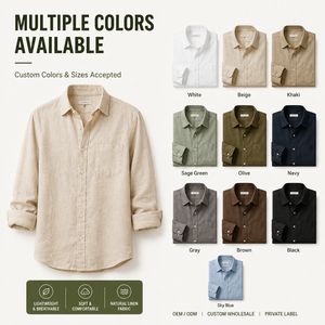 <span class=keywords><strong>Camicia</strong></span> Casual in <span class=keywords><strong>Lino</strong></span> Personalizzata con Bottoni, Tinta Unita, <span class=keywords><strong>Marrone</strong></span> Scuro Lavato, Vestibilità Regolare, Manica Lunga, per Uomo - Vendita all'Ingrosso Diretta dalla Fabbrica - Product Image 2