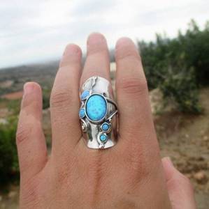 Anillo de Compromiso con Engaste de Bisel Ovalado de Piedra Natural de Ágata Musgo Trenzada, Joyería de Plata de Ley Hecha a Mano para Bodas y Fiestas - Product Image 4