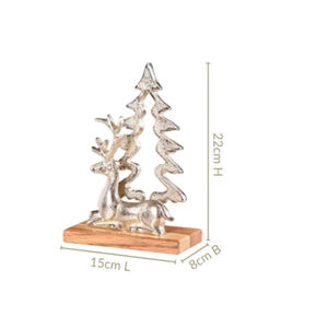 Exhibición de árbol de Navidad de aluminio dorado con base de madera Decoración festiva de mesa moderna hecha a mano para el hogar y la Oficina - Product Image 2