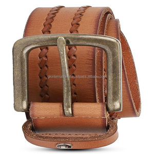 Cinturón casual de cuero de vaca de grano completo real para hombre, cinturón masculino de diseñador trenzado a mano personalizado en todos los tamaños y colores a bajo precio - Product Image 5