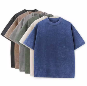 Camiseta extragrande lavada con ácido Vintage para hombre, logotipo personalizado, peso pesado desgastado, estampado informal, estilo 100% algodón, diseño en blanco - Product Image 1