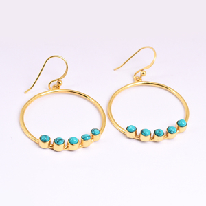 Natural Turquoise 925 <b>Sterling</b> <b>Silver</b> Round <b>Earrings</b> Jewelry All Occasion Fashion <b>Earring</b> Women 925 <b>Sterling</b> <b>Silver</b> - Product Image 1