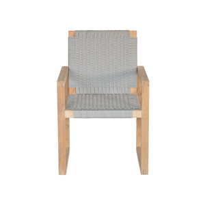 เก้าอี้รับประทานอาหารแบบโมเดิร์นกรอบไม้สักแข็งพร้อมเชือกทอและพนักพิงกันน้ำเฟอร์นิเจอร์ภายในบ้านกลางแจ้งในร่ม - Product Image 2