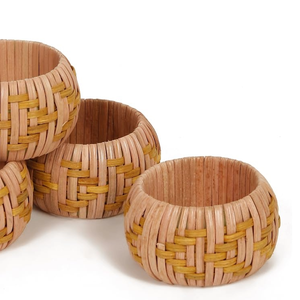 Handwoven Woven Rattan <b>Napkin</b> <b>Ring</b> Rustic Eco Friendly Wicker <b>Napkin</b> Holder for Wedding Party Dining Table Decoration - Product Image 3