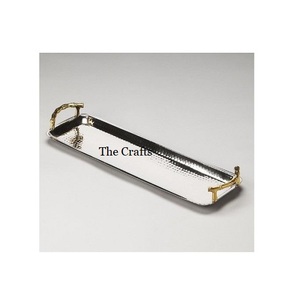 Bandeja de servicio de color plateado de aluminio Bandeja de comida de aperitivos de forma rectangular de primera calidad para uso en hoteles - Product Image 2