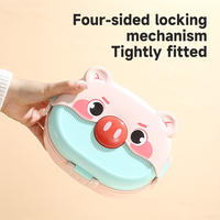 Boîte à bento pour enfants à double couche, 3 compartiments, sans BPA, étanche, compatible micro-ondes, portable, boîte à bento en plastique avec boucle pour enfants