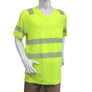 T-shirts de travail réfléchissants à col rond de haute qualité pour hommes, fabriqués sur mesure, manches courtes, vêtements de travail haute visibilité, design respirant - Product Image 2