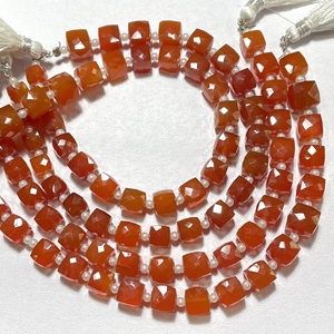 ลูกปัดรูปทรงกล่องเหลี่ยมเพชรพลอยสีส้มขนาด7-8มม. สำหรับทำเครื่องประดับ - Product Image 1