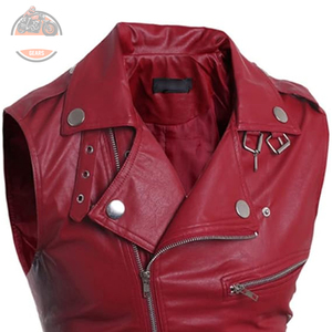 แจ็กเก็ตหนังมอเตอร์ไซด์แขนกุดลายปักปักตามสั่งกันลมไซส์ใหญ่พิเศษสไตล์คลาสสิก - Product Image 3