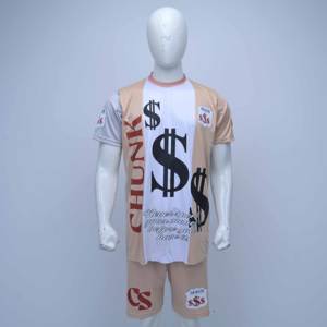 Ensemble de survêtement d'été pour homme en satin imprimé, t-shirt à manches courtes et short, 2 pièces, couleur unie, séchage rapide - Product Image 1